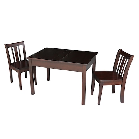 International Concepts Rectangle Table with 2 San Remo Juvenile Chairs, 24 W, 33.1 L, 22.2 H, Wood, Rich Mocha K15-JT2532L-CC105-2